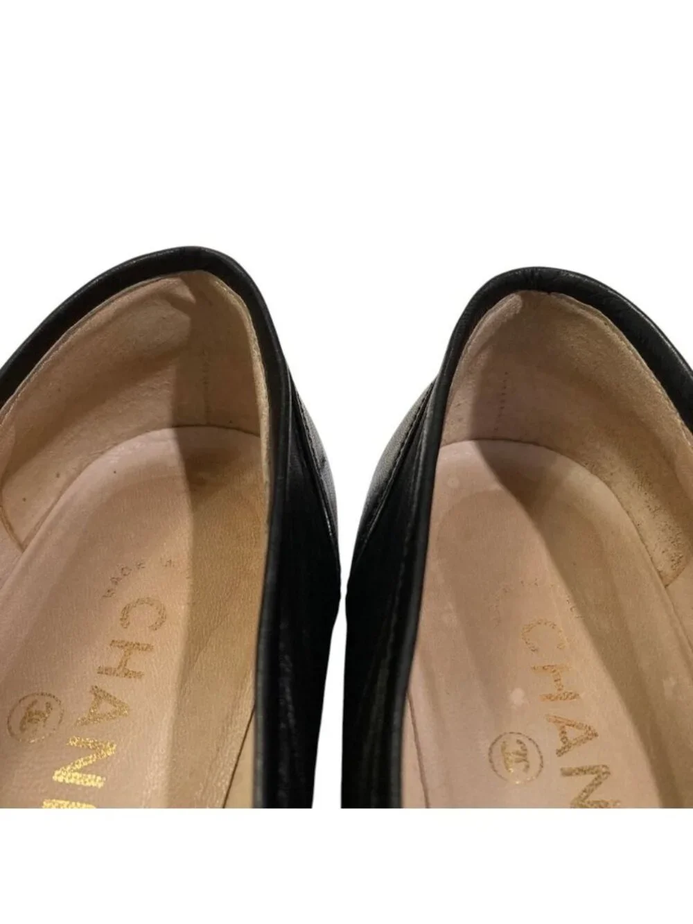 Chanel Vintage Turnlock CC Logo Leather Loafers Equivalent Black Second